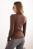 Women's viscose sweater with a collar and decorative buttons on the sleeves brown