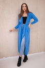 Long cardigan sweater tied at the waist jeans