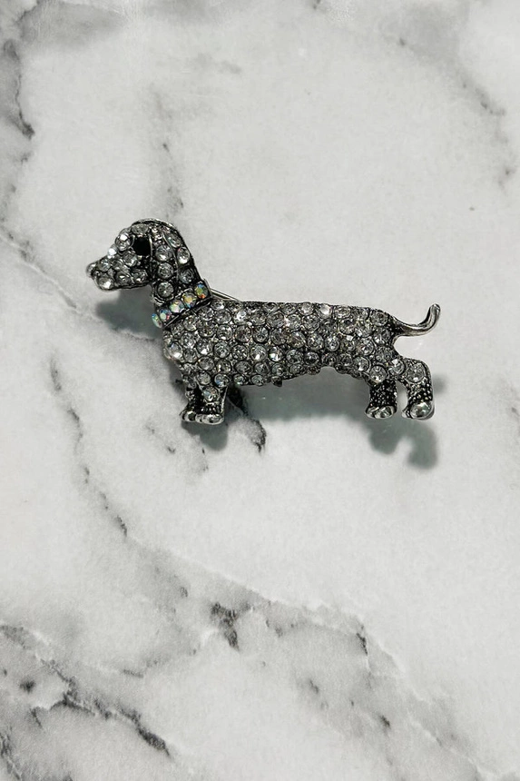 Brooch Dog A-2-21-6 silver color