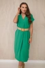 Dress with a decorative belt green