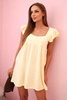 Women's cotton dress with ruffled sleeves and a loose fit yellow