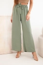 Hose mit breitem Bund und Bindegürtel helles Khaki
