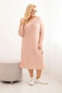 Dámská svetrková sukni Plus Size s mohairovým oversize s kapsou pudrově růžová