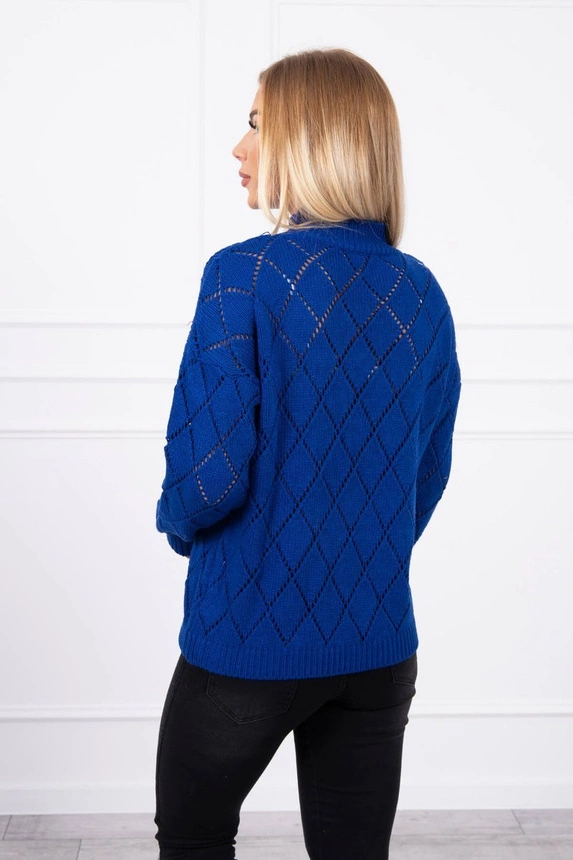 Halber Rollkragenpullover mit Rautenmuster kornblumenblau