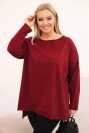 Damenbluse Plus Size asymmetrisch mit langen Ärmeln bordeaux