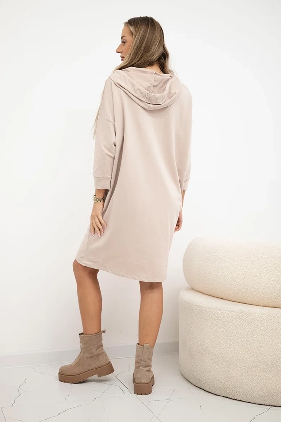 Hooded dress beige