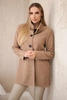 Button-down coat with stand-up collar camel