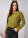 Damenpullover aus Viskose mit langen Ärmeln und rundem Ausschnitt olivfarben