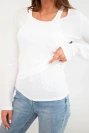 Women's two-piece cotton blouse with top and long-sleeve blouse ecru