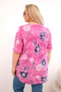 Dámska bavlnená blúzka Plus Size s kvetinovým vzorom ružová