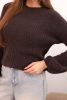 Women's sweater made of baby alpaca with puff sleeves brown