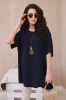 Oversized blouse with pendant navy blue