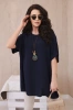 Oversize-Bluse mit Anhänger marineblau