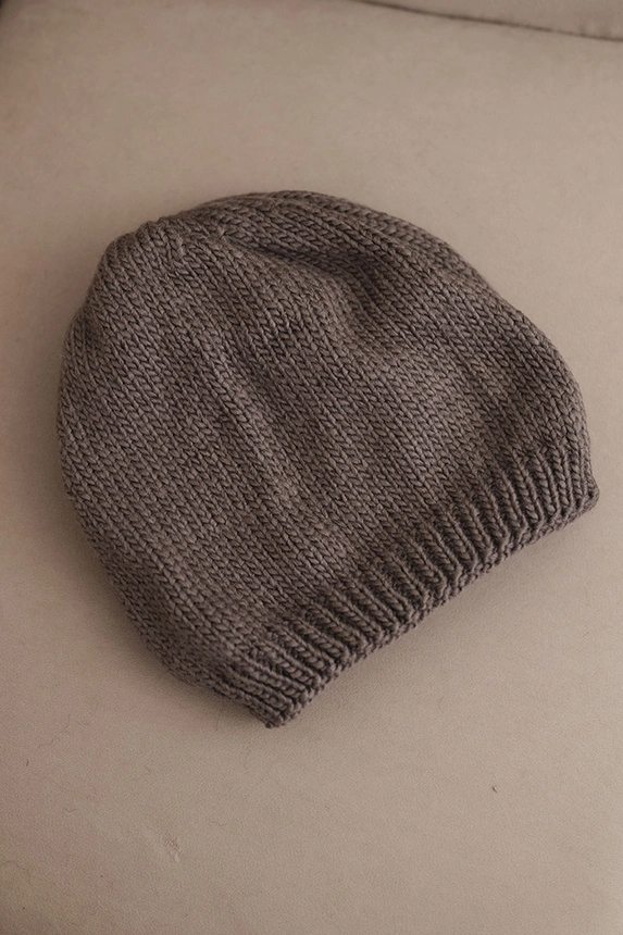 Women's winter hat with ears and ribbed weave K440 mocca