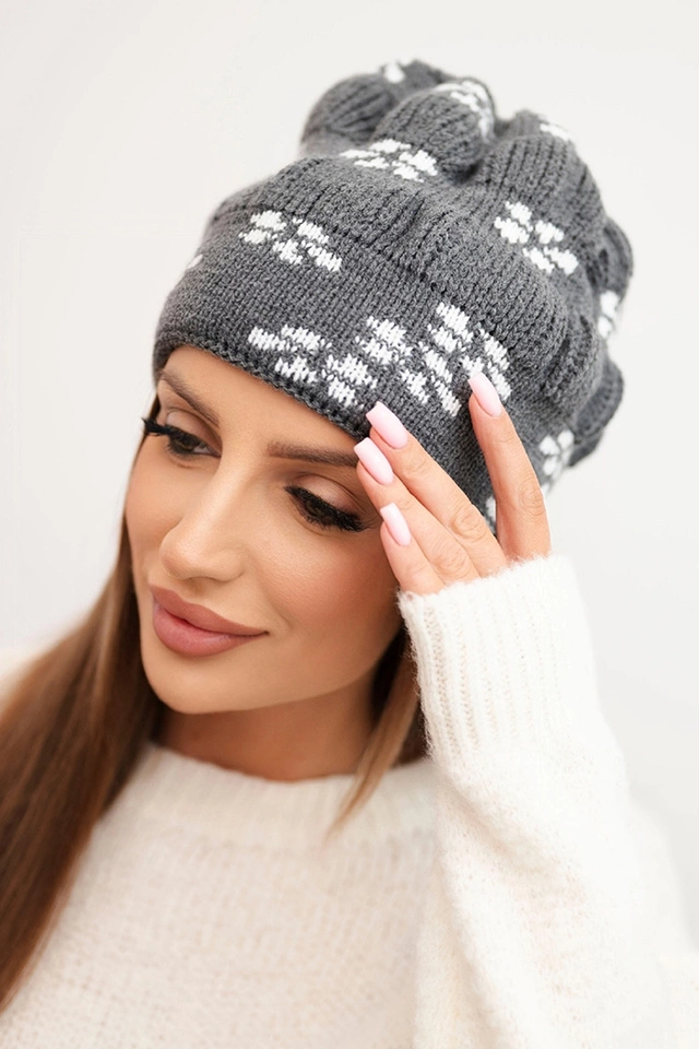Women's winter wool hat with zirconia K453 graphite