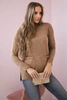 Sweater with stand-up collar camel