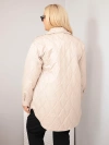Plus Size quilted women's jacket with collar and pockets dark beige