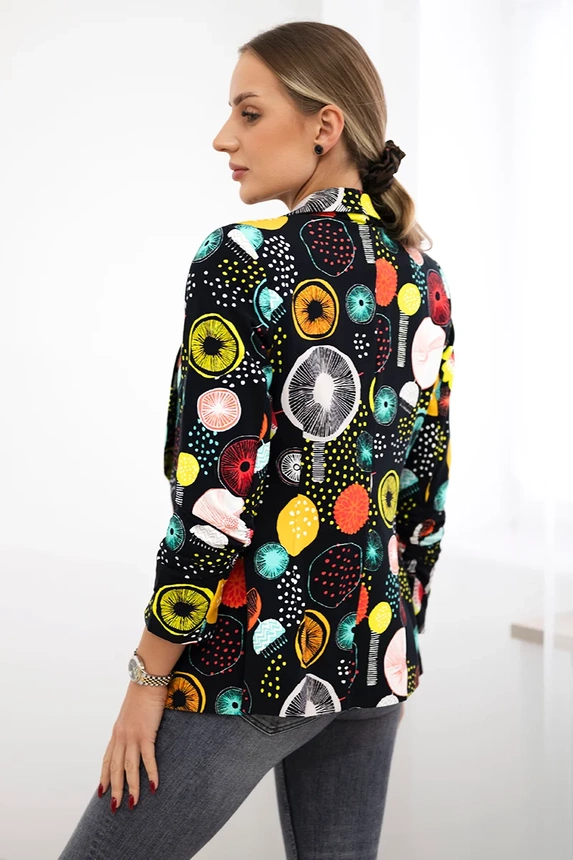 Cotton jacket with a colorful print black