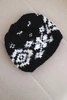 Women's winter hat with Norwegian pattern and thick weave K351 black+white