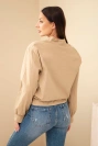 Damen-Baumwoll-Sweatshirt zum Schließen mit Bindung unten camel
