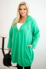 Damenpullover Plus Size aus Baumwolle mit Kapuze und Reißverschluss grün
