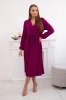 Dress tied with a pleated hem plum