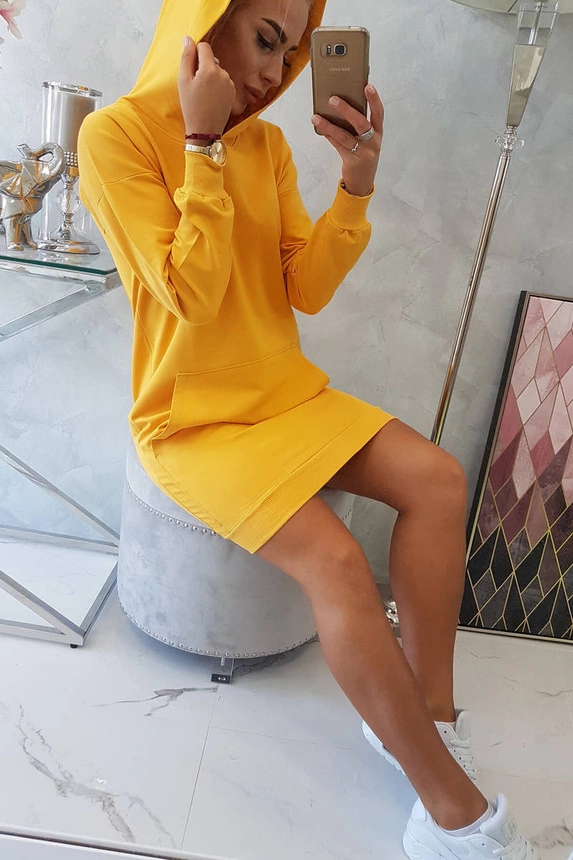 Hooded dress mustard