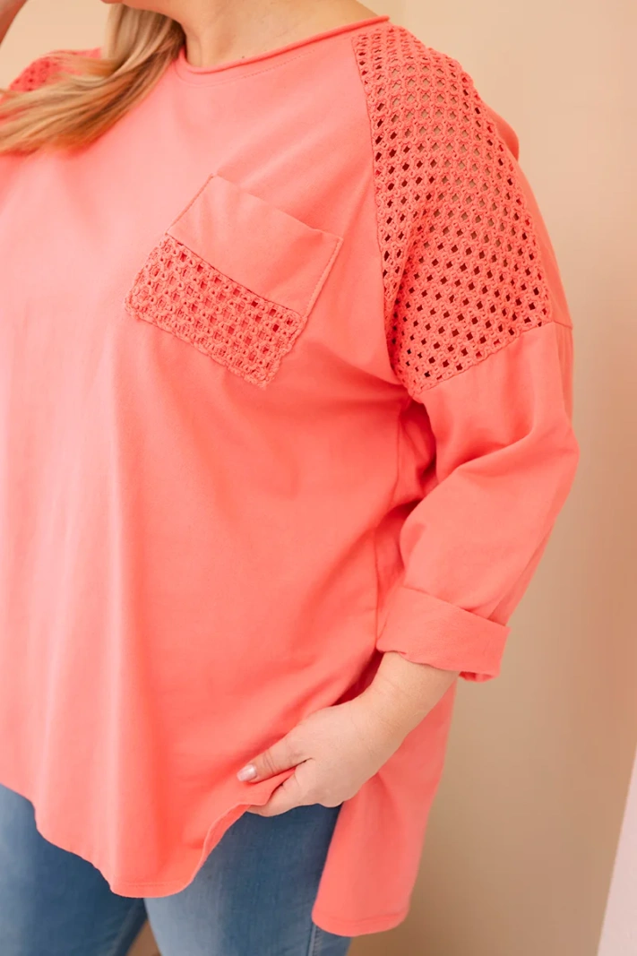 Moteriška Plus Size medvilninė palaidinė su spauda persikų