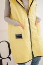 Plus Size women's quilted vest with a hood zipped yellow