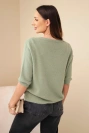Damenpullover mit V-Ausschnitt und 3/4-Ärmeln khaki