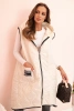 Women's quilted Plus Size vest with a hood, zip-up, light beige