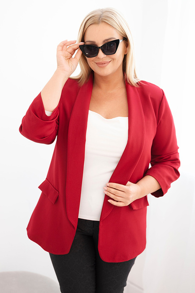 Dámska sako Plus Size bez zapínania s podšívkou XL/2XL bordová