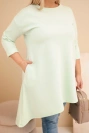 Dámská suknička Plus Size z viskózy s volným střihem a dlouhým rukávem mátová