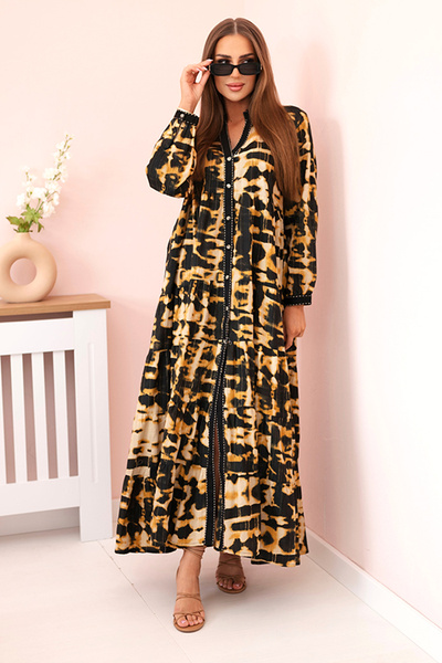 Dámské bavlněné šaty s knoflíky v boho stylu černý