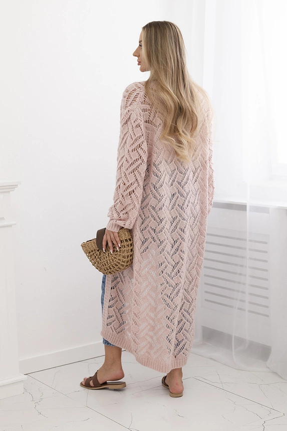 Sweater long cardigan Super KID Mohair dark powder pink