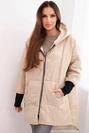 Damen Winterjacke Plus Size gesteppte mit Kapuze beige