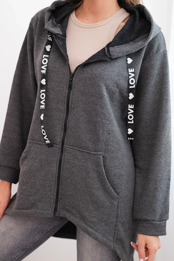 Sweatshirt with longer back and hood graphite