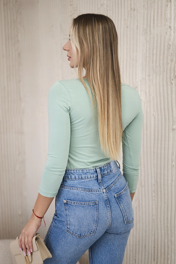 Bluse Bodysuit mit Pistolenaufdruck dunkel mint
