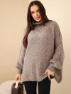 Oversize Damensweater mit Wollanteil, Rollkragen und weiten Ärmeln fango