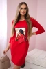 Dress with graphics and bow in polka dots 3D red
