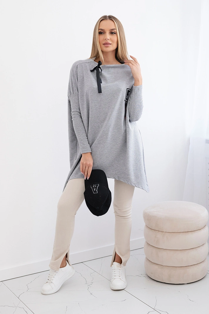 Oversize-Sweatshirt mit asymmetrischen Seiten grau