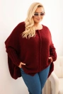 Dámsky sveter Plus Size z akrylom s voľným strihom a rukávom 3/4 fango