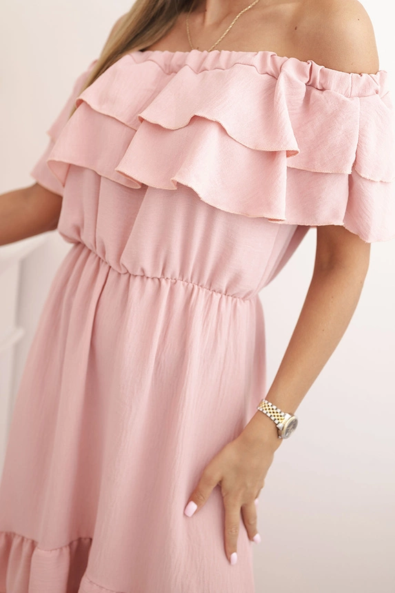 Damenkleid Hispano mit längerem Rücken dunkelrosa