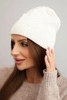 Women's winter hat with ribbed knit wool K471 ecru