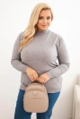 Dámsky sveter Plus Size z viskózy s golierom šedý