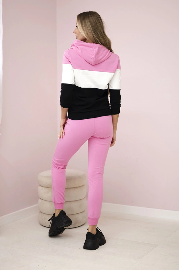 Set with colorful stripes light pink+ecru