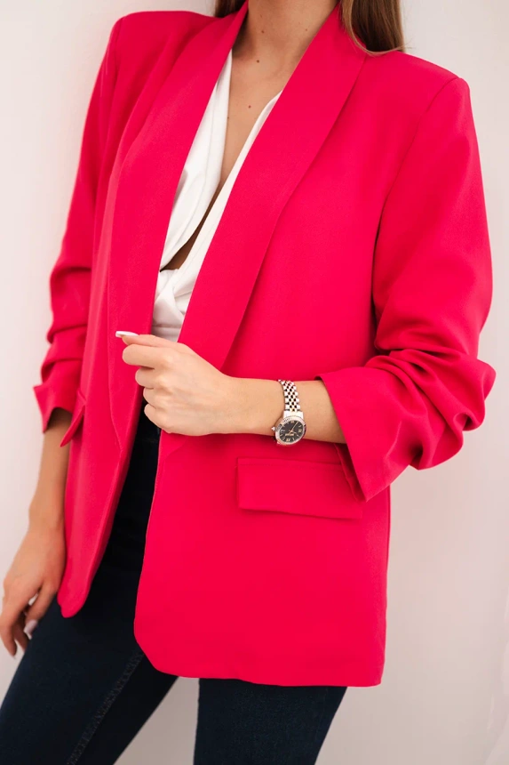 Elegant jacket with lapels fuchsia
