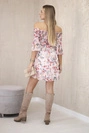 Off-the-shoulder dress with a flower pattern powdered pink