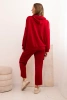 Women's set butter hoodie with pants with a belt burgundy
