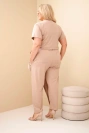 Dámský bavlněný overal Plus Size se zavazováním v pase fango